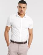 Asos Design Skinny Shirt In White With Short Sleeves