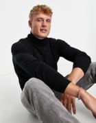 Threadbare Cotton Turtle Neck Sweater In Black