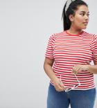 Asos Design Curve Puff Sleeve T-shirt In Stripe - Multi