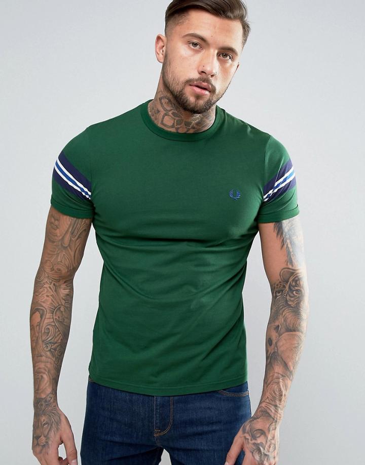 Fred Perry Bomber Sleeve T-shirt In Green - Green