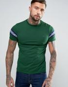 Fred Perry Bomber Sleeve T-shirt In Green - Green