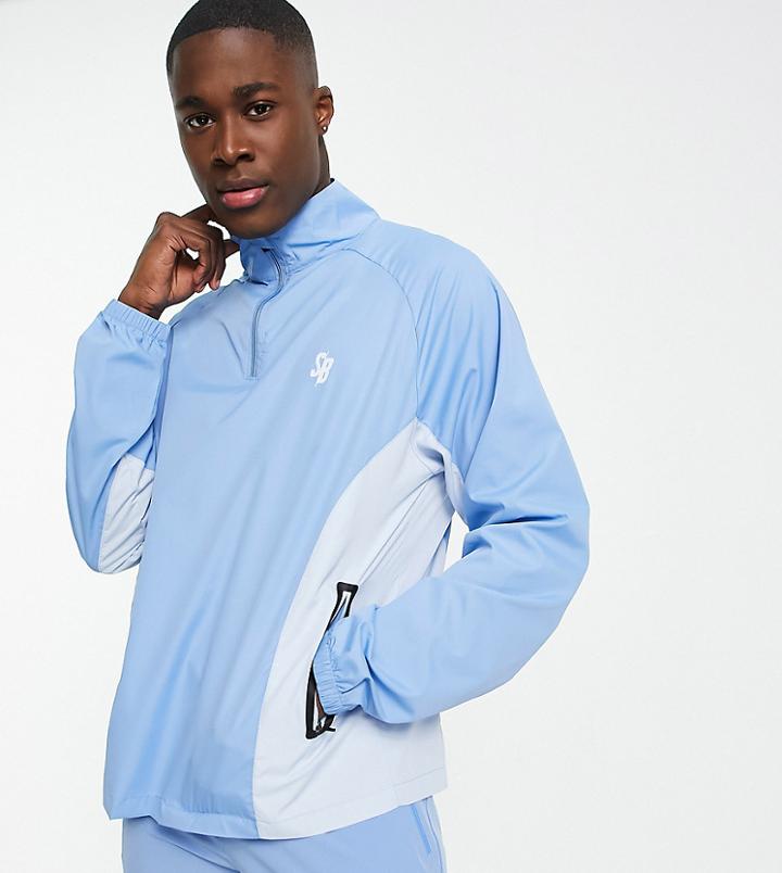 South Beach Man Half Zip Jacket In Color Block Blue