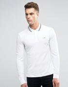 Armani Jeans Polo Shirt With Tipping In White Slim Stretch Fit Long Sl