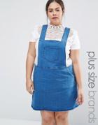 Nvme Denim Pinafore Dress With Side Zips - Blue