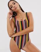 Rvca Talum Swimsuit In Stripe-multi