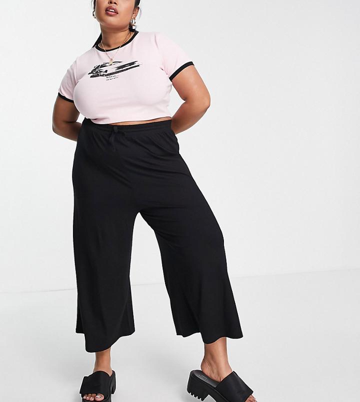 Asos Design Curve Cropped Drawstring Pants In Black