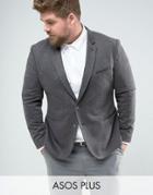 Asos Plus Super Skinny Blazer In Charcoal Jersey - Gray