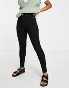 Asos Design High Rise Ridley 'skinny' Jeans In Clean Black