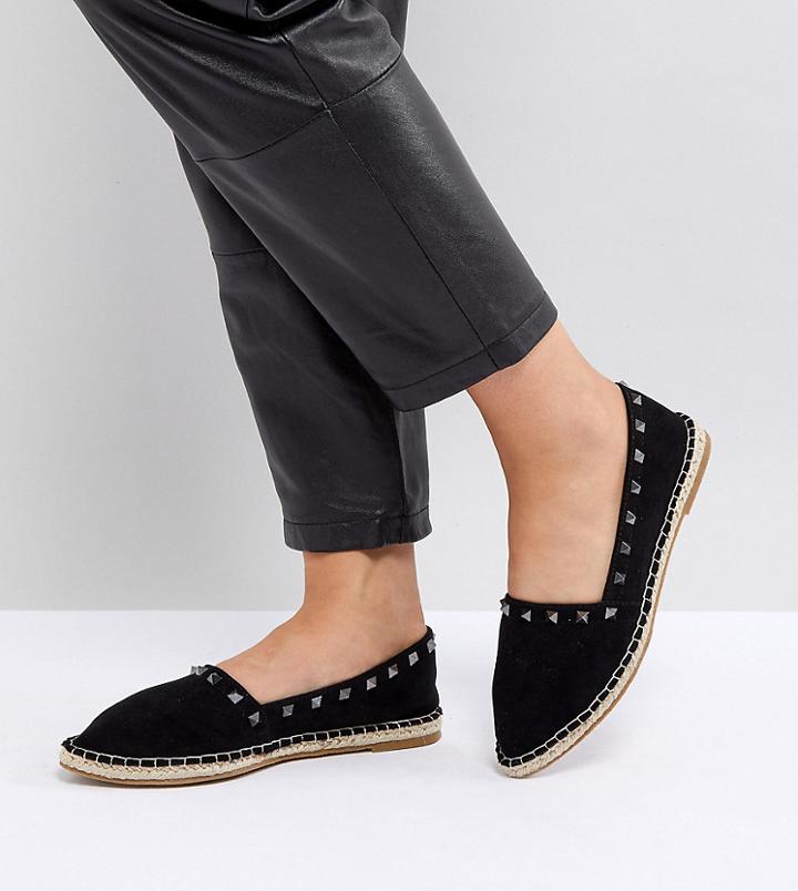 Asos Jiselle Wide Fit Point Studded Espadrilles - Black