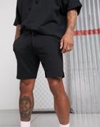 Asos Design Two-piece Jersey Skinny Shorts With 3d Embroidered Dark Future Logo-black