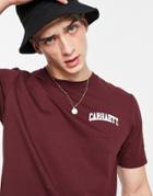 Carhartt Wip University Script T-shirt In Burgundy-red
