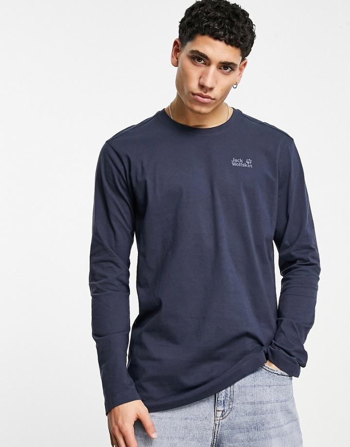 Jack Wolfskin Essential Long Sleeve T-shirt In Navy