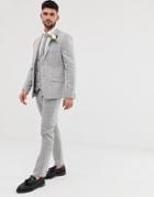 River Island Wedding Suit Pants In Gray Check - Gray