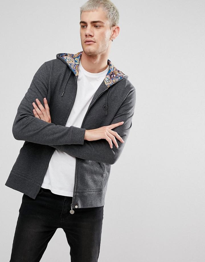 Pretty Green Loopback Hoodie In Gray - Gray