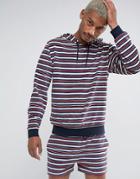 Asos Hoodie In Towelling Stripe - Navy