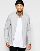 Asos Lightweight Jersey Muscle Bomber Jacket In Gray - Gray Marl