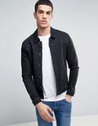 Only & Sons Denim Jacket In Washed Black - Black