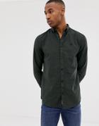 River Island Slim Oxford Shirt In Dark Green - Green