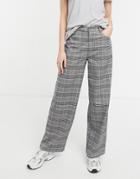 Asos Design High Rise 'relaxed' Dad Pants In Blue Check-blues