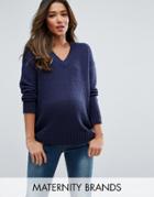 New Look Maternity V Neck Sweater - Navy