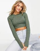 Asos Design Super Crop Top In Space Dye In Teal-green