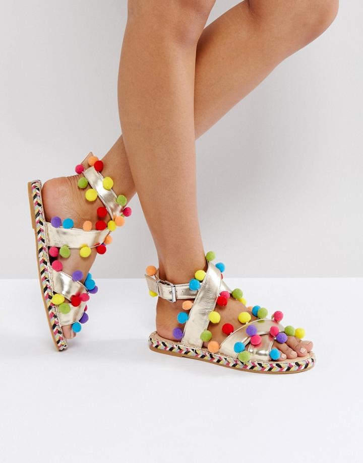 Asos Just Dance Pom Pom Espadrilles - Multi