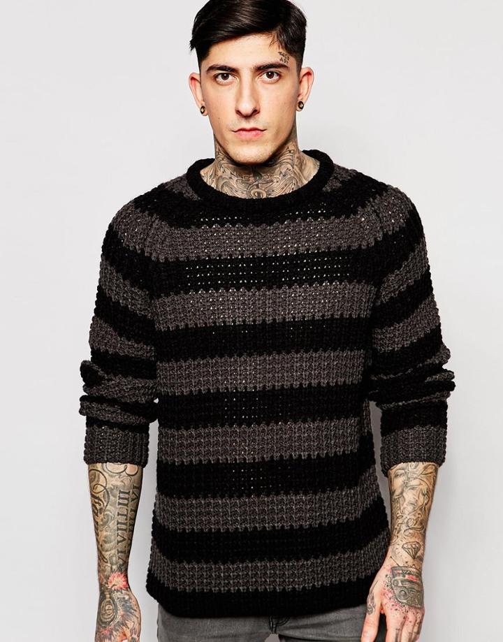 Cheap Monday Zoom Stripe Knitted Sweater - Gray
