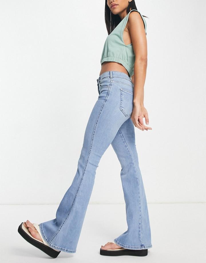 Dr Denim Macy Super Skinny Flared Jeans In Mid Wash Blue