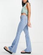 Dr Denim Macy Super Skinny Flared Jeans In Mid Wash Blue