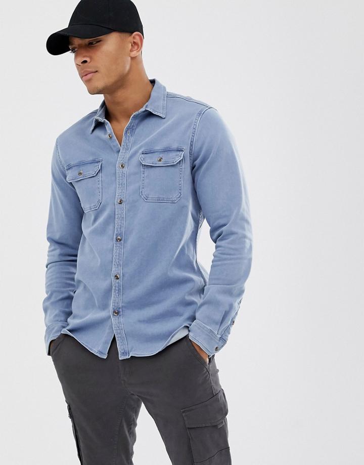 Voi Jeans Jersey Denim Shirt - Blue