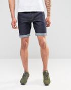 Jack & Jones Straight Fit Raw Denim Shorts - Blue Denim