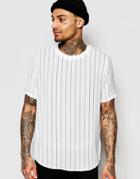 Asos Stripe T-shirt In White With Short Sleeves - White