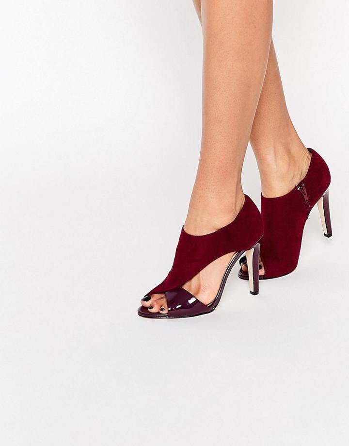 London Rebel Cross Strap Heeled Shoes - Red