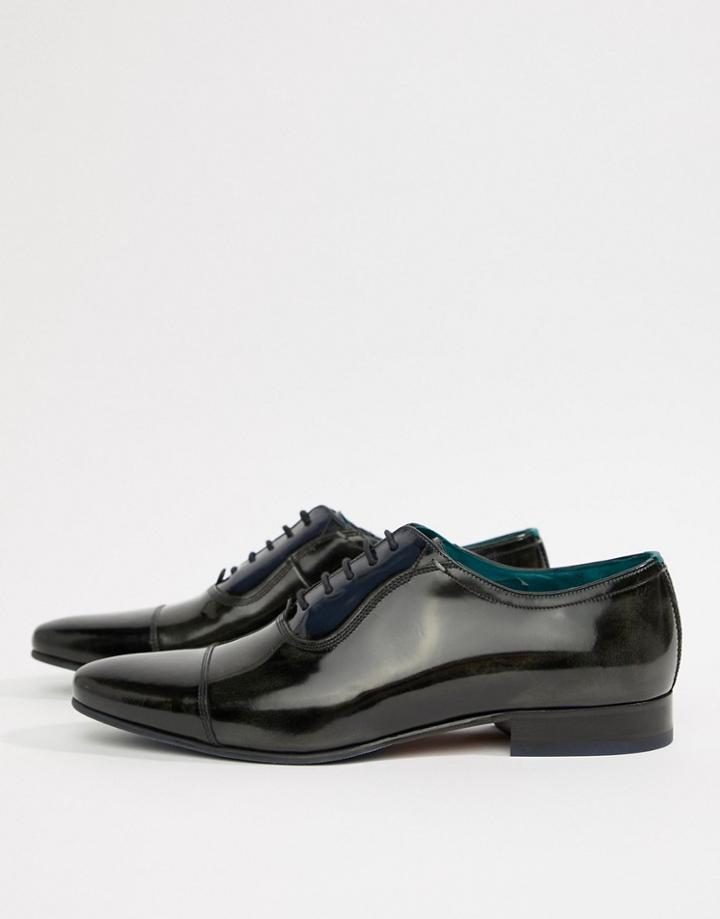 Ted Baker Karneyh Hi Shine Leather Oxford Shoes - Black