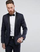 Devils Advocate Evening Midnight Raised Baroque Skinny Fit Suit Jacket - Navy
