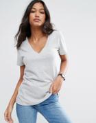 Asos The Ultimate V- Neck Slouchy T-shirt - Gray