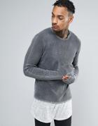 Asos Cropped Textured Sweater With Extra Long Sleeves In Acid Wash - G
