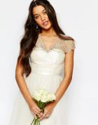 Moyna Hand Beaded Occasion Cape - Cream