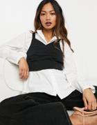 Vero Moda Shirt With Layered Cami Top In Black And White-multi