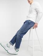 River Island Straight Jeans In Mid Blue-blues