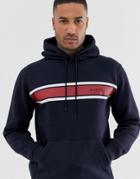 Nicce Hoodie In Navy With Chest Panel Logo - Navy
