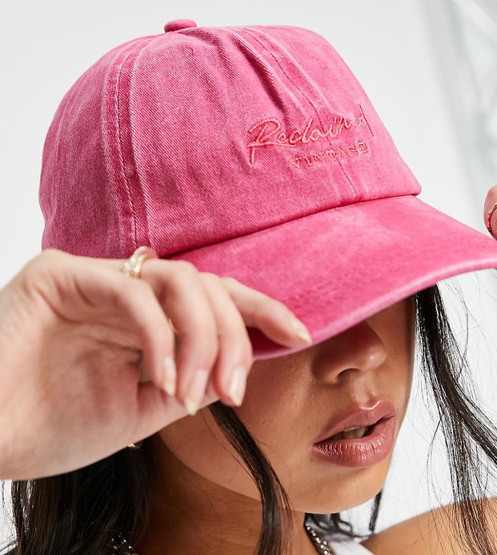 Reclaimed Vintage Inspired Cap With Logo Embroidery In Bright Pink