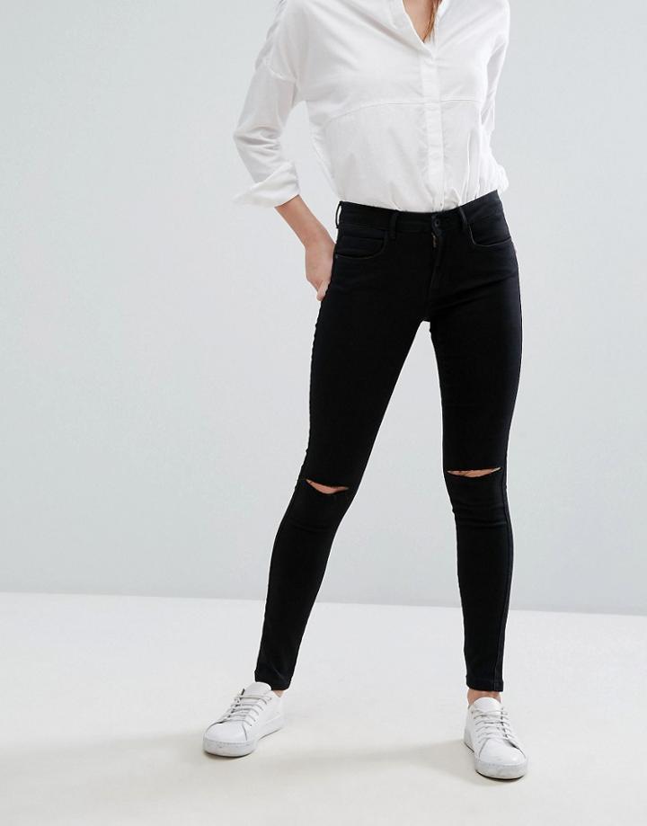 Only Royal Knee Cut Skinny Jeans - Black