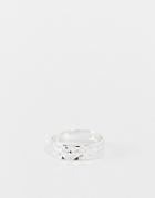Asos Design Band Ring With Texture Design In Silver Tone