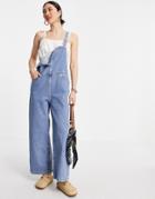 Mango Denim Overalls In Light Blue-blues