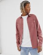 Asos Design Regular Washed Twill Shirt In Pink - Orange