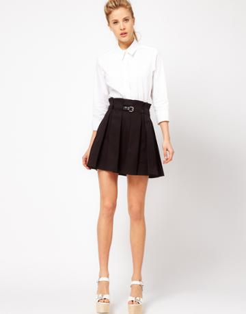 Asos Pleated Mini Skirt With Belt