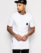 Religion Longline T-shirt With Badge & Side Split - White