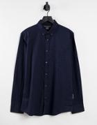 French Connection Long Sleeve Linen Shirt In Navy-blue