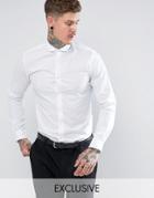 Noose & Monkey Skinny Smart Shirt With Curve Collar - White